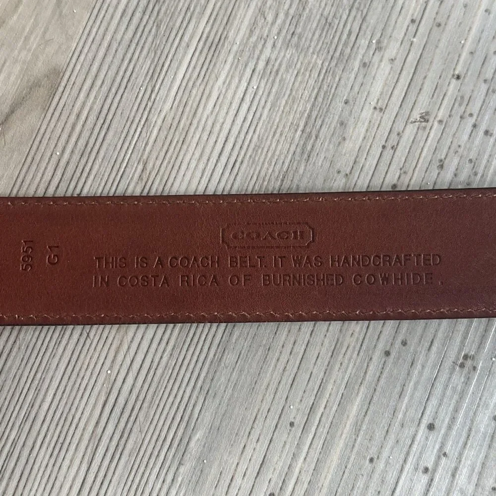Vintage Coach Black Genuine Leather Preppy Belt  Silver Hardware 36 Inch